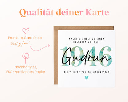 Personalisierte Geburtstagskarte Jahrgang 1946 – Kartenpapier mit 300 g/m²