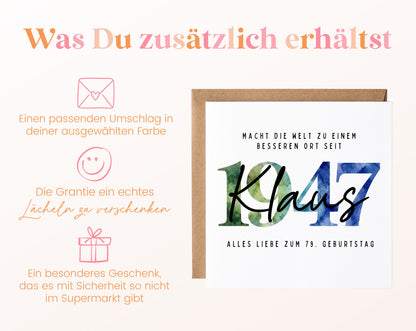 Personalisierte Geburtstagskarte Jahrgang 1947 – Weitere Informationen zur Karte