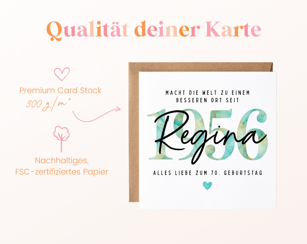 Personalisierte Geburtstagskarte Jahrgang 1956 – Kartenpapier mit 300 g/m²