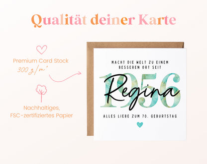 Personalisierte Geburtstagskarte Jahrgang 1956 – Kartenpapier mit 300 g/m²