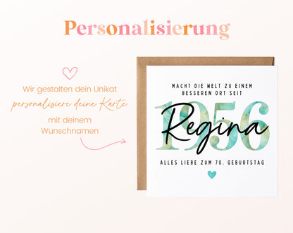 Personalisierte Geburtstagskarte Jahrgang 1956 – Beispiel der Namenspersonalisierung