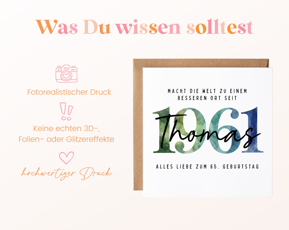 Personalisierte Geburtstagskarte Jahrgang 1961 – Informationen zur Geburtstagskarte