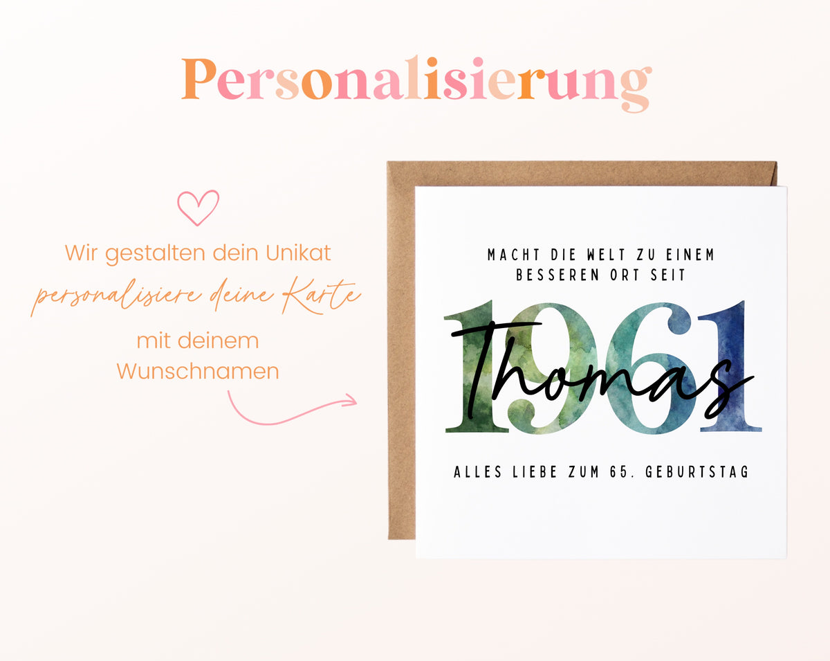 Personalisierte Geburtstagskarte Jahrgang 1961 – Beispiel der Namenspersonalisierung