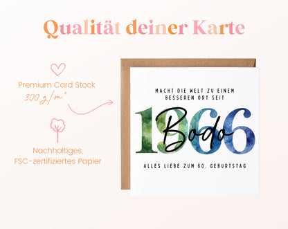 Personalisierte Geburtstagskarte Jahrgang 1966 – Kartenpapier mit 300 g/m²