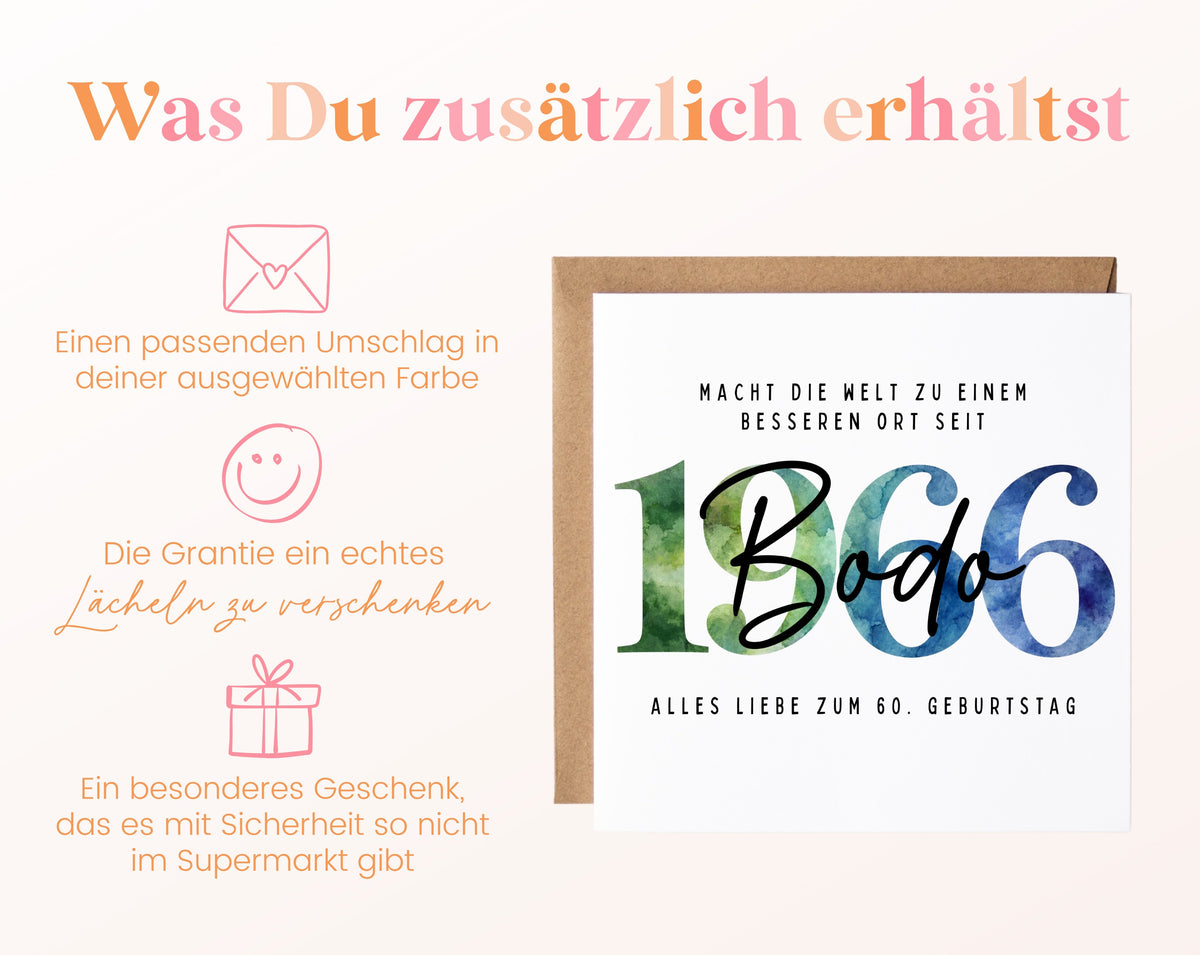 Personalisierte Geburtstagskarte Jahrgang 1966 – Weitere Informationen zur Karte