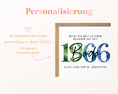 Personalisierte Geburtstagskarte Jahrgang 1966 – Beispiel der Namenspersonalisierung