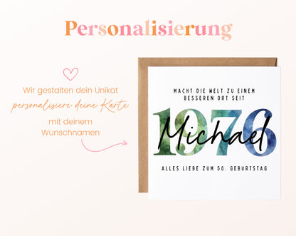 Personalisierte Geburtstagskarte Jahrgang 1976 – Beispiel der Namenspersonalisierung