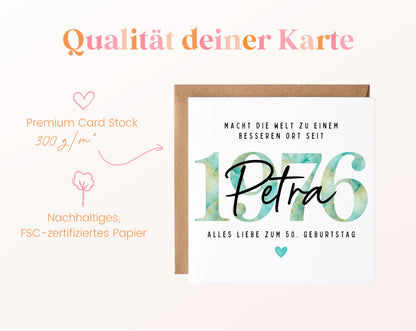 Personalisierte Geburtstagskarte Jahrgang 1976 – Kartenpapier mit 300 g/m²