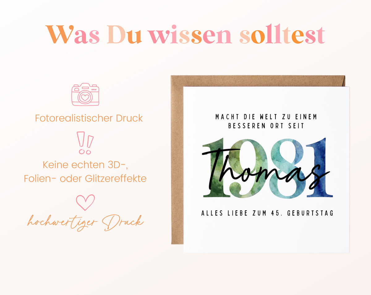 Personalisierte Geburtstagskarte Jahrgang 1981 – Informationen zur Geburtstagskarte