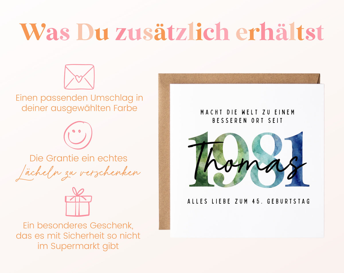 Personalisierte Geburtstagskarte Jahrgang 1981 – Weitere Informationen zur Karte