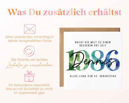 Personalisierte Geburtstagskarte Jahrgang 1986 – Weitere Informationen zur Karte