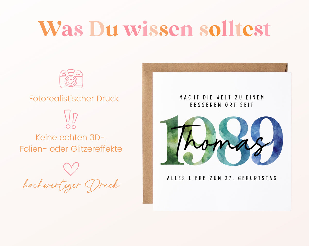 Personalisierte Geburtstagskarte Jahrgang 1989 – Informationen zur Geburtstagskarte