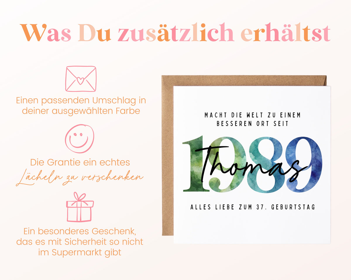 Personalisierte Geburtstagskarte Jahrgang 1989 – Weitere Informationen zur Karte