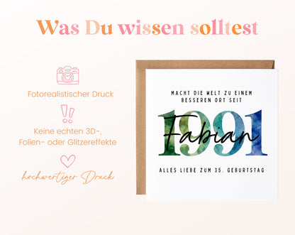 Personalisierte Geburtstagskarte Jahrgang 1991 – Informationen zur Geburtstagskarte