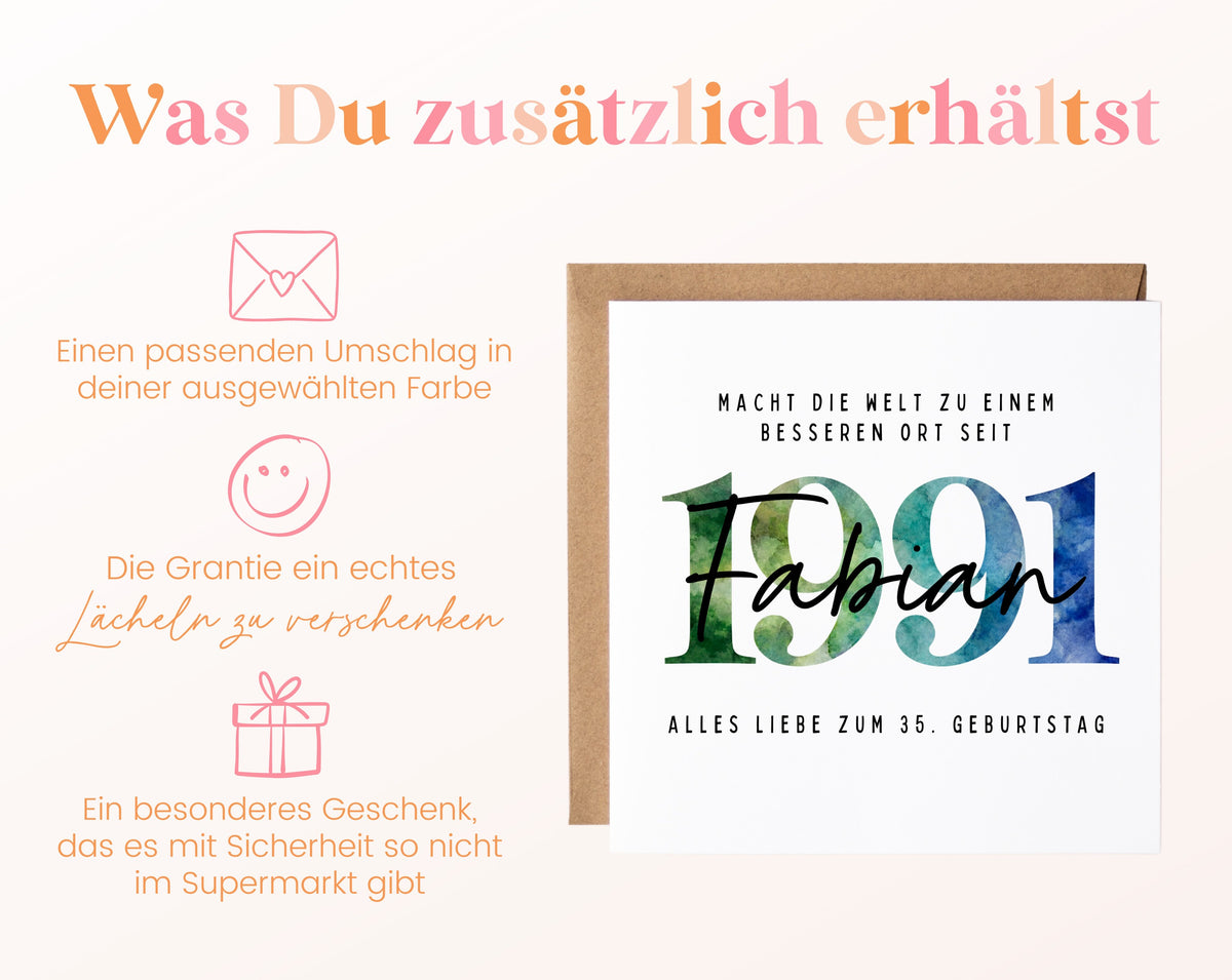 Personalisierte Geburtstagskarte Jahrgang 1991 – Weitere Informationen zur Karte