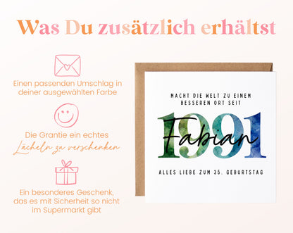 Personalisierte Geburtstagskarte Jahrgang 1991 – Weitere Informationen zur Karte