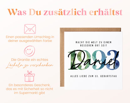 Personalisierte Geburtstagskarte Jahrgang 1993 – Weitere Informationen zur Karte