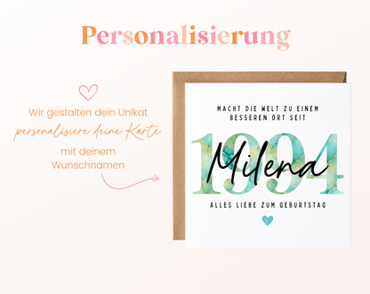 Personalisierte Geburtstagskarte Jahrgang 1994 – Beispiel der Namenspersonalisierung