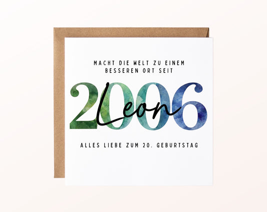 Personalisierte Geburtstagskarte Jahrgang 2006 – Karte mit Umschlag und Beispielname