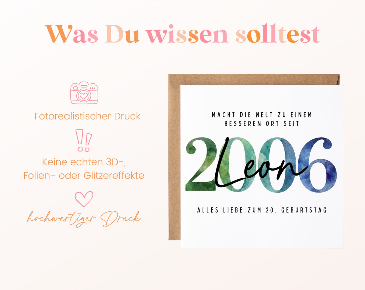 Personalisierte Geburtstagskarte Jahrgang 2006 – Informationen zur Geburtstagskarte