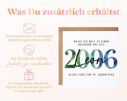 Personalisierte Geburtstagskarte Jahrgang 2006 – Weitere Informationen zur Karte