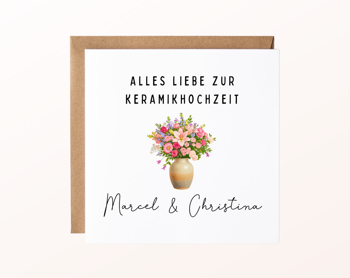 Blumenvase-Karte zur Keramikhochzeit – Produktansicht
