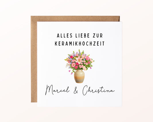 Blumenvase-Karte zur Keramikhochzeit – Produktansicht