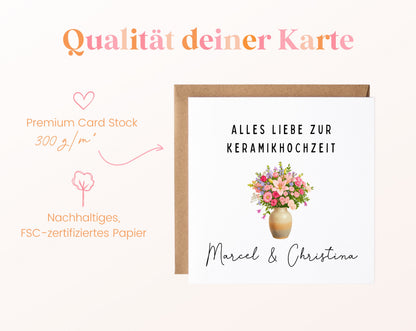 Blumenvase-Karte zur Keramikhochzeit – Qualitätsangaben