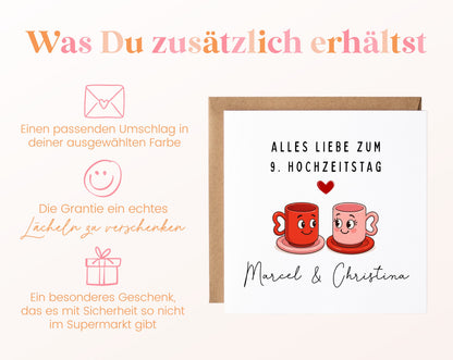 Tassenpaar-Karte zur Keramikhochzeit – Lieferumfang