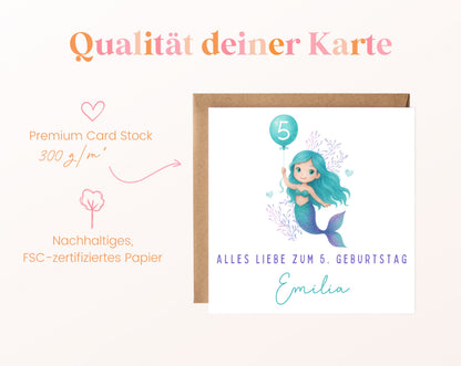 Meerjungfrau mit türkisen Haaren – Kartenpapier 300 g/m²