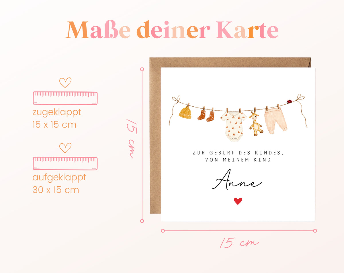 Karte zur Geburt des Enkelkindes – Maße 15 × 15 cm