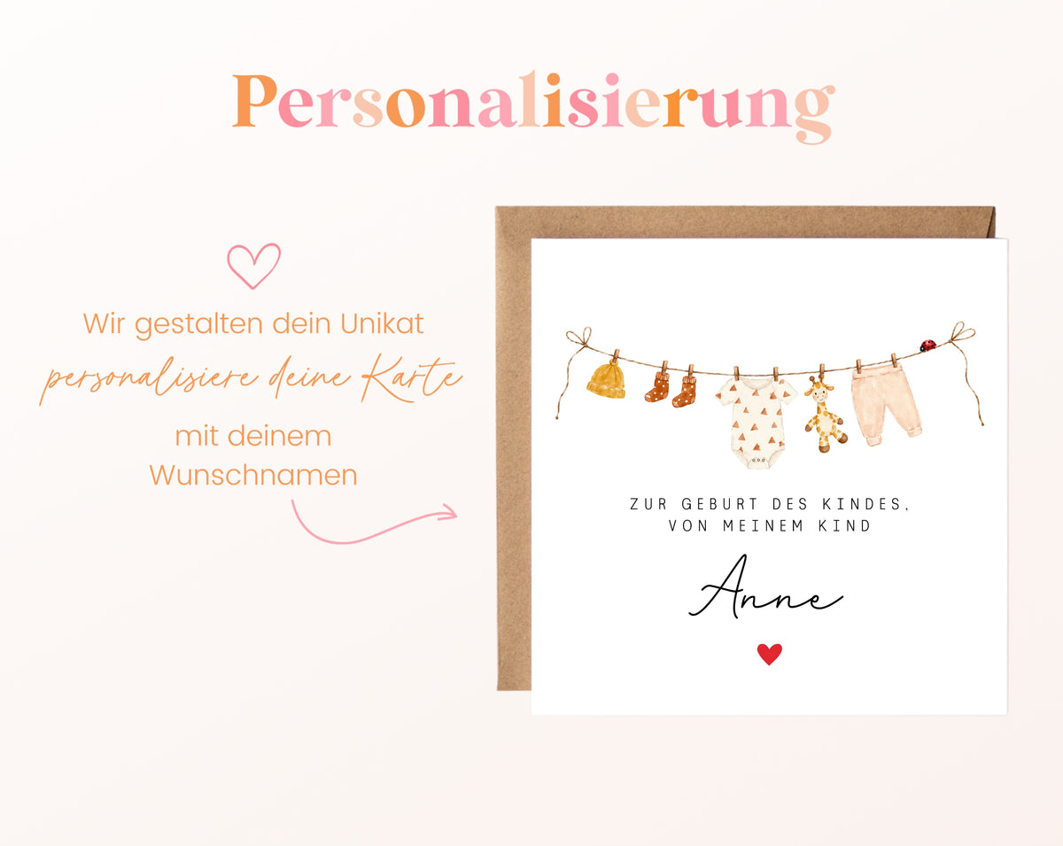 Karte zur Geburt des Enkelkindes – Mit dem Namen Deiner Tochter oder Deines Sohnes