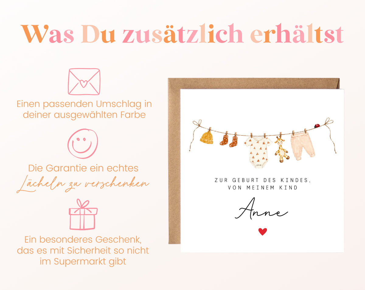 Karte zur Geburt des Enkelkindes – Umschlag und Lieferumfang