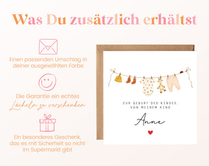 Karte zur Geburt des Enkelkindes – Umschlag und Lieferumfang