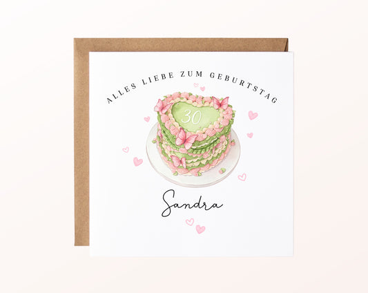 Personalisierte Geburtstagskarte – Kuchen zum 30. Geburtstag – Kartenvorschau