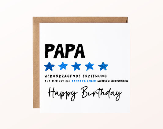 Geburtstagskarte – Papa – Hervorragende Erziehung – Kartenvorschau