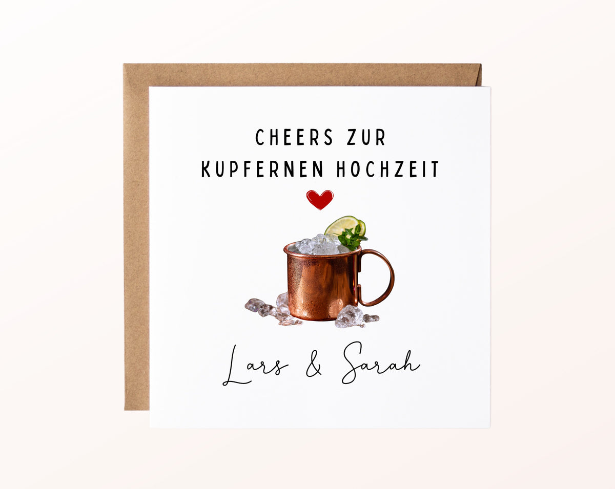Becher-Karte zum 7. Hochzeitstag – Produktansicht