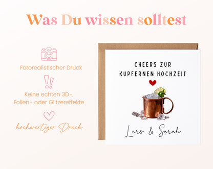 Becher-Karte zum 7. Hochzeitstag – Druckhinweise