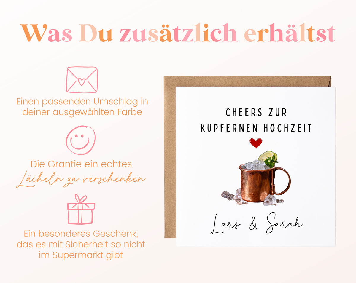 Becher-Karte zum 7. Hochzeitstag – Lieferumfang