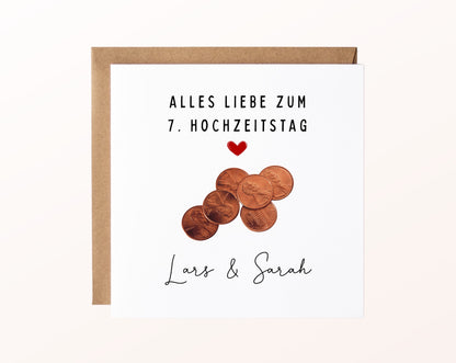 Münzen-Karte zum 7. Hochzeitstag – Produktansicht