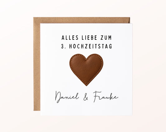 Lederherz-Karte zum 3. Hochzeitstag – Produktansicht