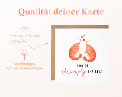 Grußkarte Garnelen – You're shrimply the best – Papierqualität
