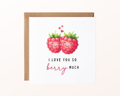 Grußkarte Himbeeren – I love you so berry much – Kartenmotiv