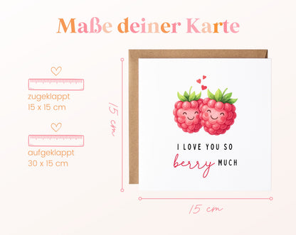 Grußkarte Himbeeren – I love you so berry much – Maße