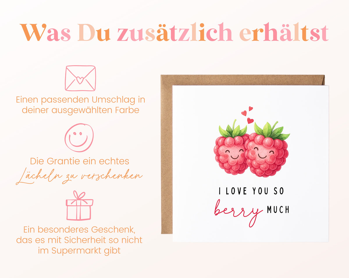 Grußkarte Himbeeren – I love you so berry much – Zusätzliche Informationen