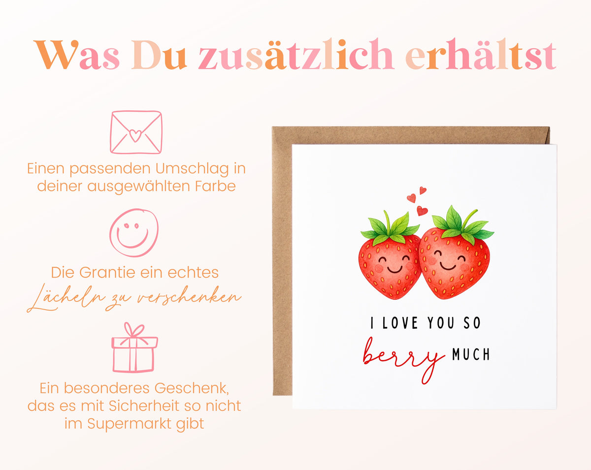 Grußkarte Erdbeeren – I love you so berry much – Zusätzliche Informationen