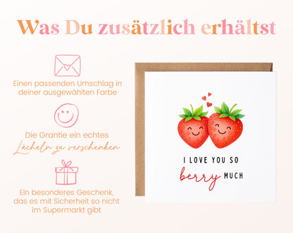 Grußkarte Erdbeeren – I love you so berry much – Zusätzliche Informationen