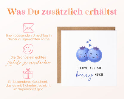 Grußkarte Blaubeeren – I love you so berry much – Zusätzliche Informationen
