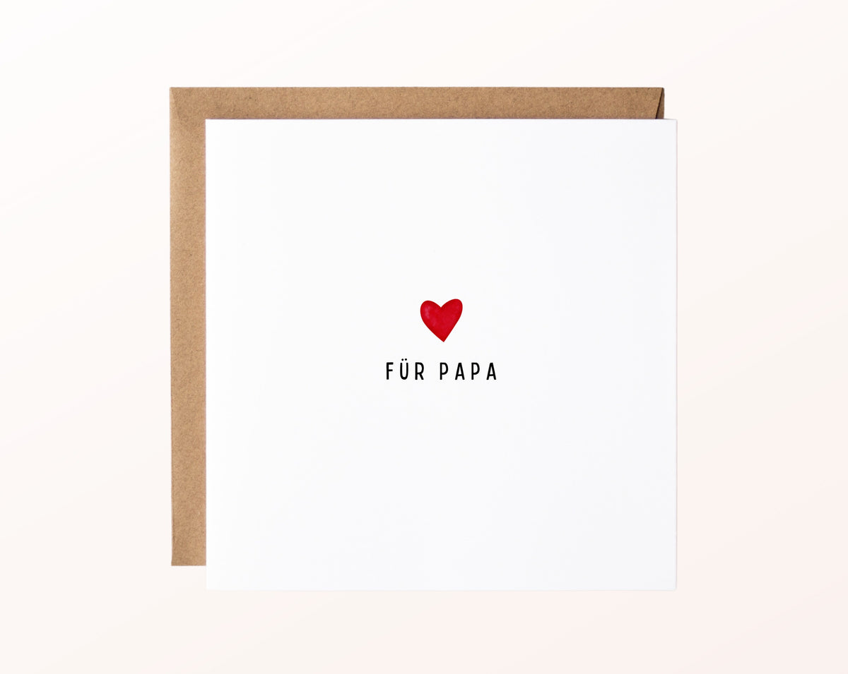 Minimalistische Karte für Papa mit rotem Herz