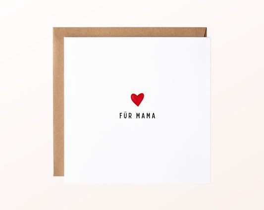 Minimalistische Karte für Mama mit rotem Herz